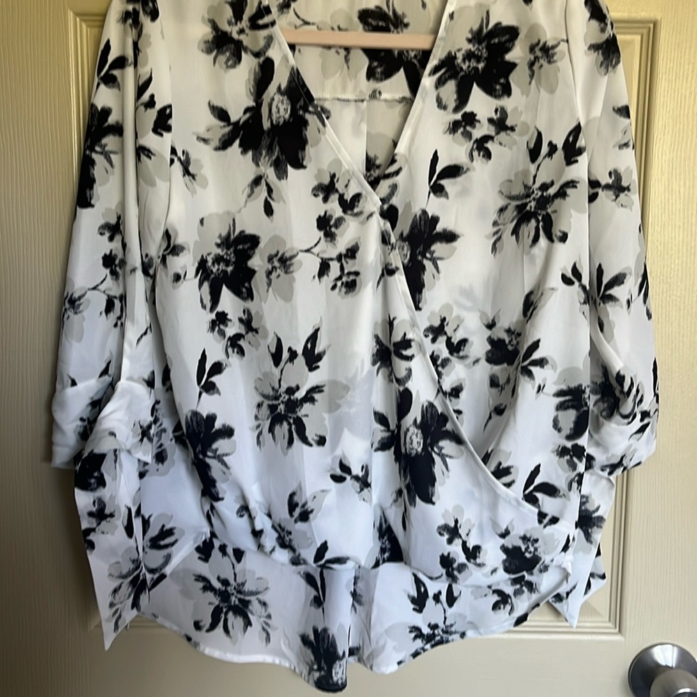 Allan Surplice Tie Sleeve High Low Blouse